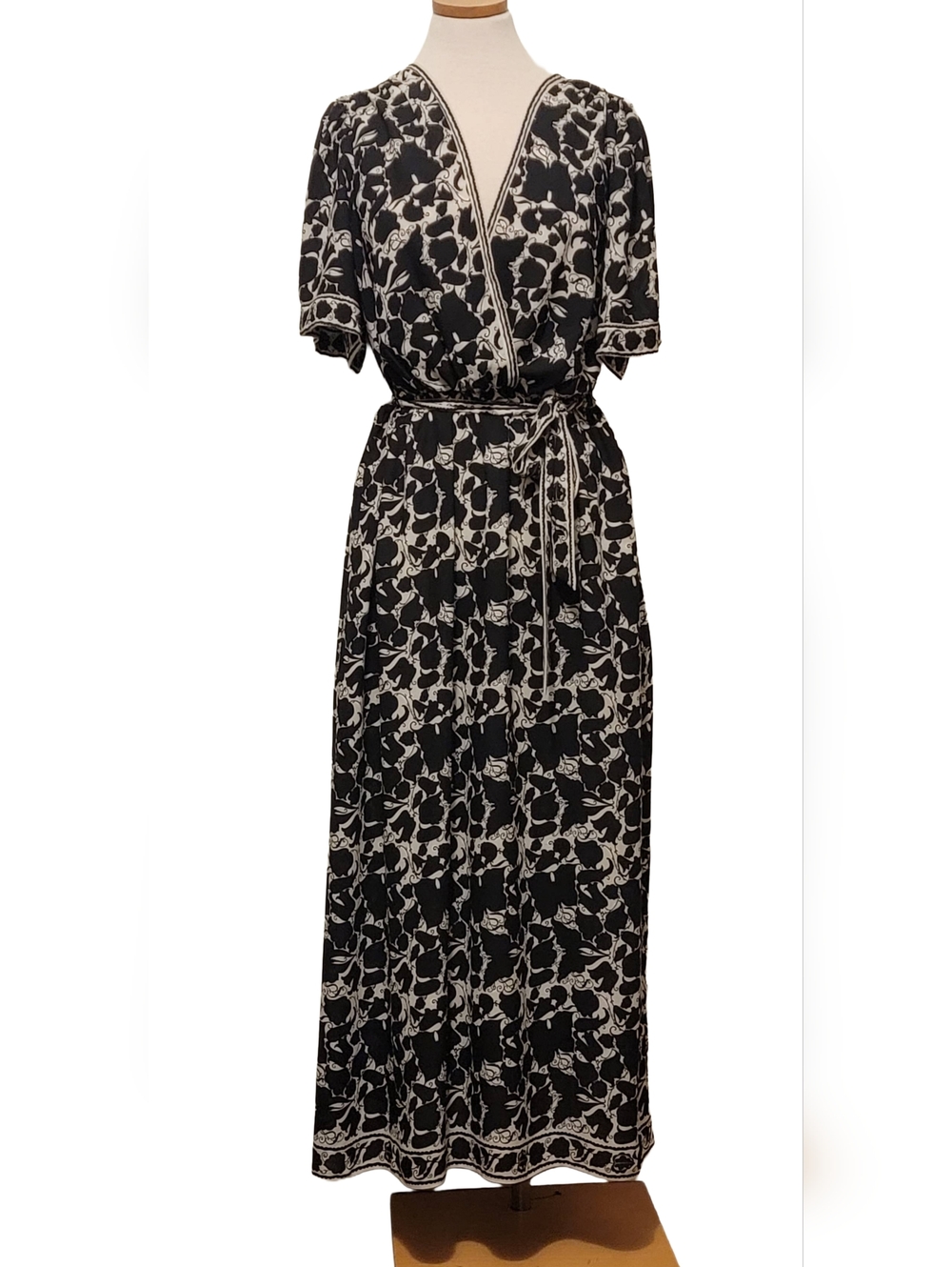 Max Studio London Floral Sheer  Wrap Any Occasion Belted Pockets Maxi Dress